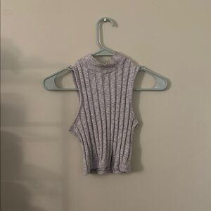 Forever 21 Purple Ribbed Cut Out Crop Tank Top